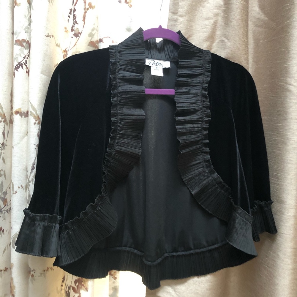 Velour cropped evening jacket